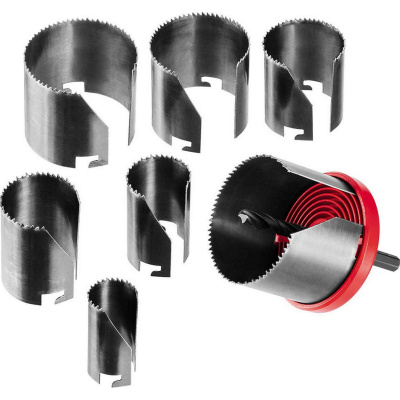 ЗУБР 7шт(26-63/42мм), кольцевая пила по дереву, сегментная, наборная, 7 полотен: 26-32-38-45-50-56-63х42 мм