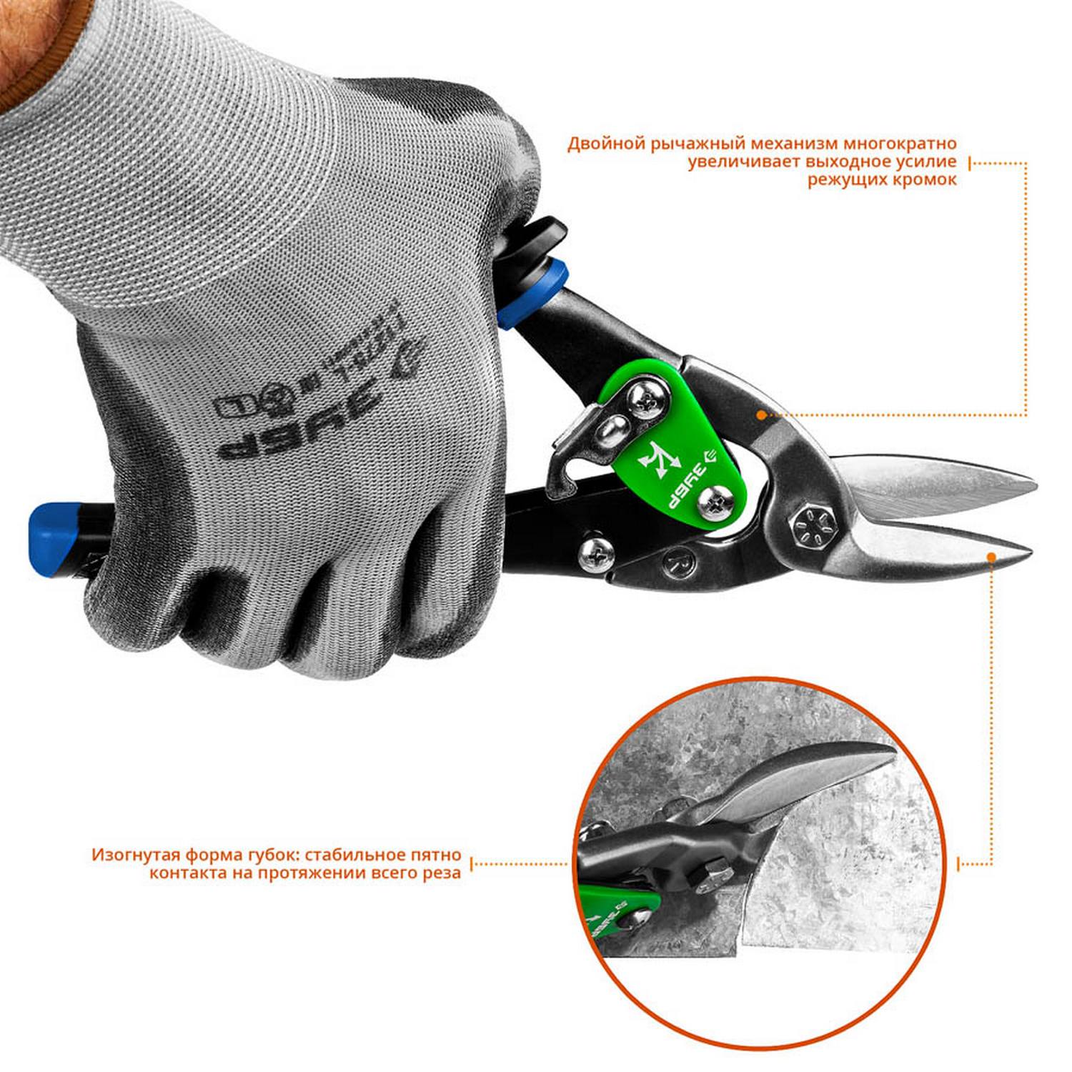 ЗУБР ПРОФЕССИОНАЛ Правые ножницы по металлу, 250 мм {23130-R}