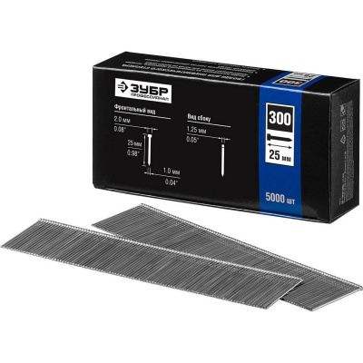 ЗУБР 25 мм гвозди для нейлера тип 300, 5000 шт {31830-25}