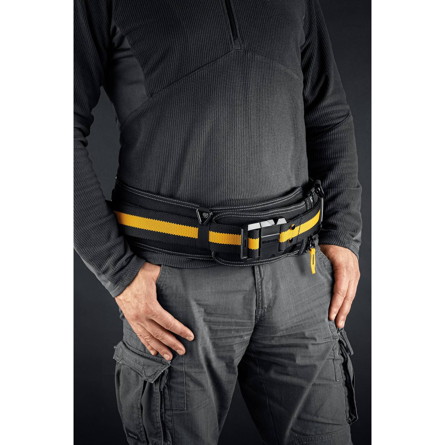 KRAFTOOL  KB-2 для сумок с быстросъёмным креплением FastClip, 80-122 см, широкий кушак, пояс монтажника  {38763}