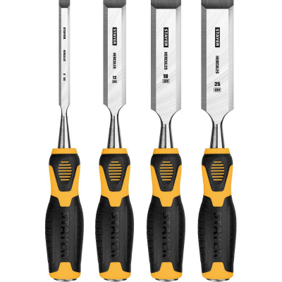 STAYER HERCULES набор стамесок-долот с двухкомпонентной рукояткой, 4шт {18205-H4}