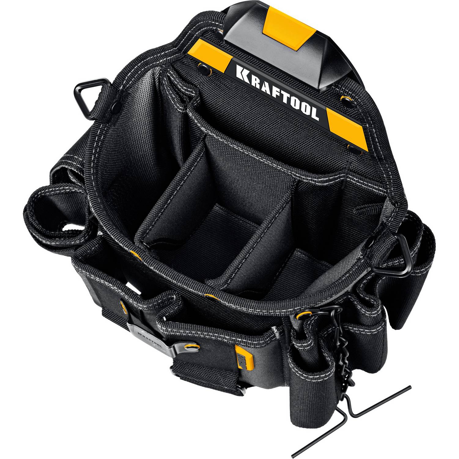 KRAFTOOL  KPB-23 с быстросъёмным креплением FastClip, плечевой ремень, 23 кармана и петли, 290 х 310 мм, поясная сумка  {38766}