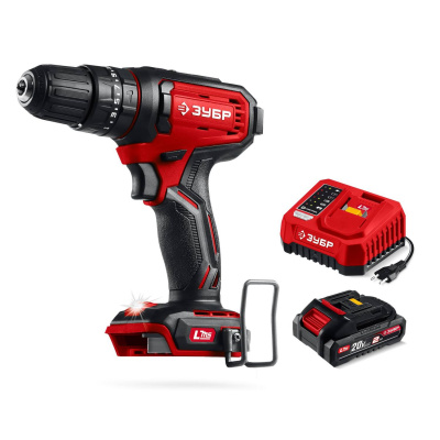 ЗУБР  20 В, 40 Н·м, 1 АКБ LMS (2 А·ч), ударная дрель-шуруповерт {ДШУ-40-21}