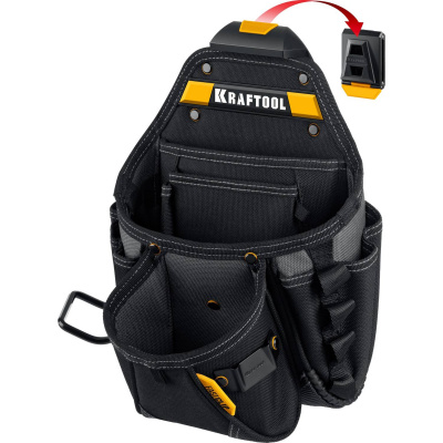 KRAFTOOL  KP-27 с быстросъёмным креплением FastClip, 27 карманов и петли, 350 х 260 мм, поясная сумка  {38773}