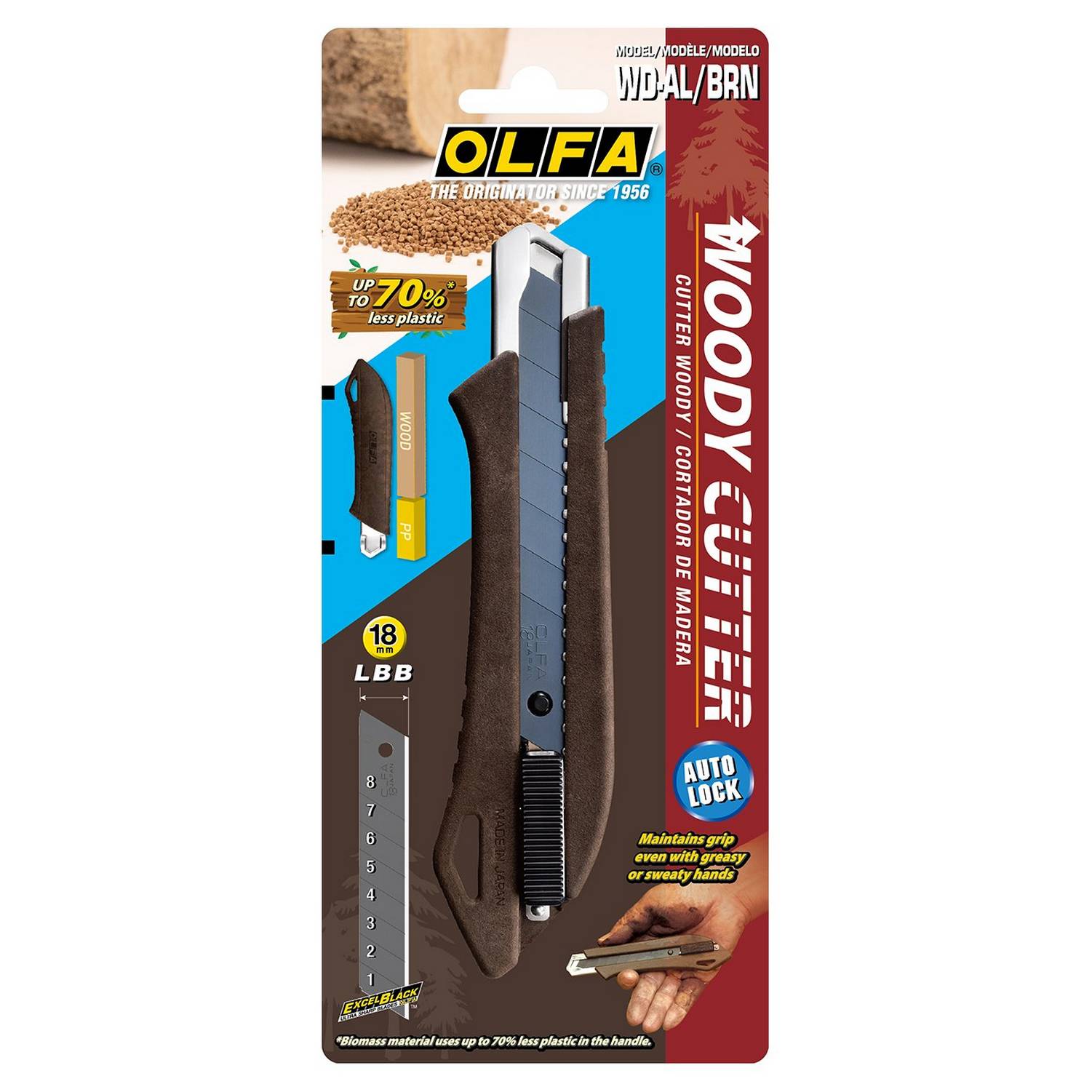 OLFA  WOOD-PP Models 18 мм, с сегментированным лезвием, нож  {OL-WD-AL}