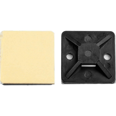 Площадка под хомут-стяжку ПХС самоклеющаяся черная, 20 x 20 мм, 100 шт, нейлоновая, ЗУБР {30917-20}