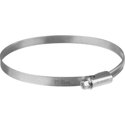 ЗУБР  Х-9Н 77-95 мм, накатная лента 9 мм, червячный хомут, цинк, 25 шт  {37807-95}