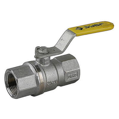 Кран шаровой ЗУБР полнопроход газовый "мама-мама", ручка, хромиров латунь, 1/2" {4-51720-C-1/2}