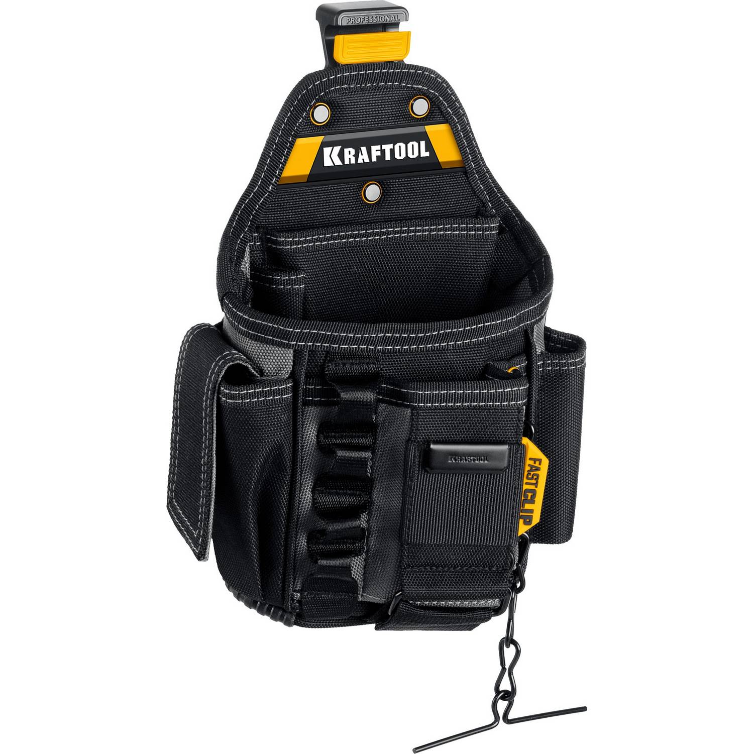 KRAFTOOL  KP-13E с быстросъёмным креплением FastClip, 13 карманов и петель, 280 х 200 мм, поясная сумка {38772}