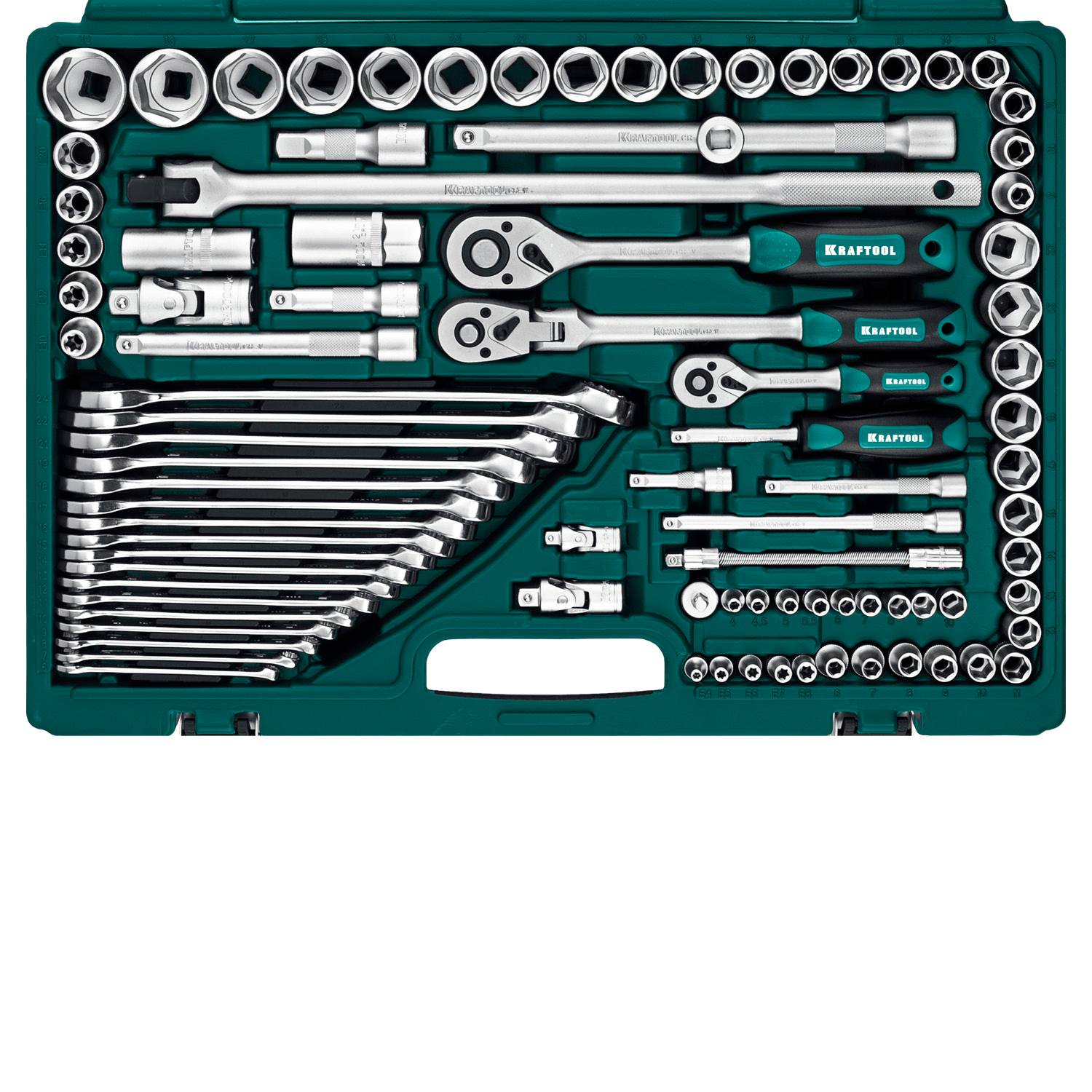 KRAFTOOL  EXTREM-142, 142 предм., (1/2"+3/8"+1/4"), универсальный набор инструмента  {27889-H142}
