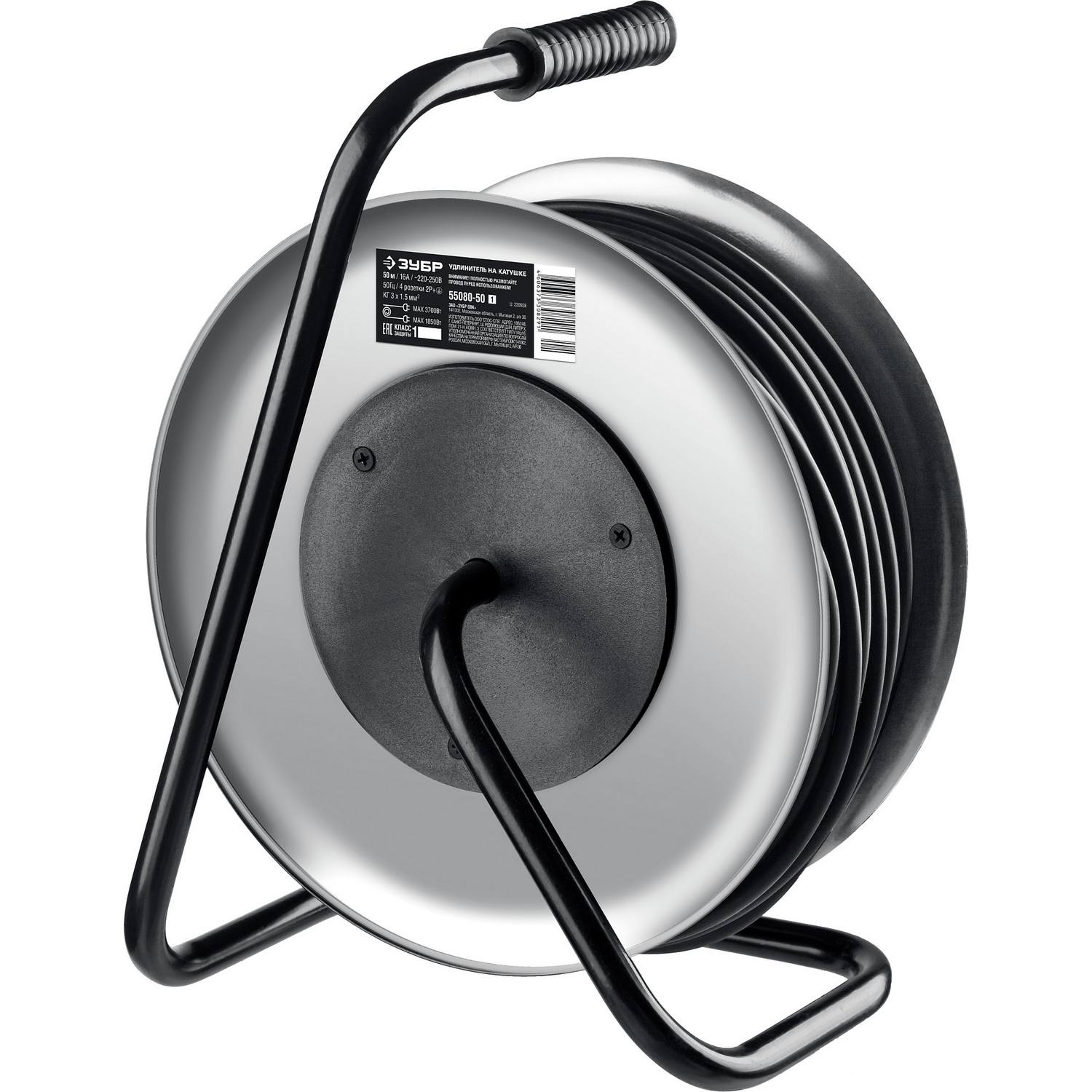 ЗУБР  КГ-315, КГ, 3 x 1.5 мм2, 50 м, 3700 Вт, IP44, силовой удлинитель на стальной катушке, Профессионал {55080-50_z01}