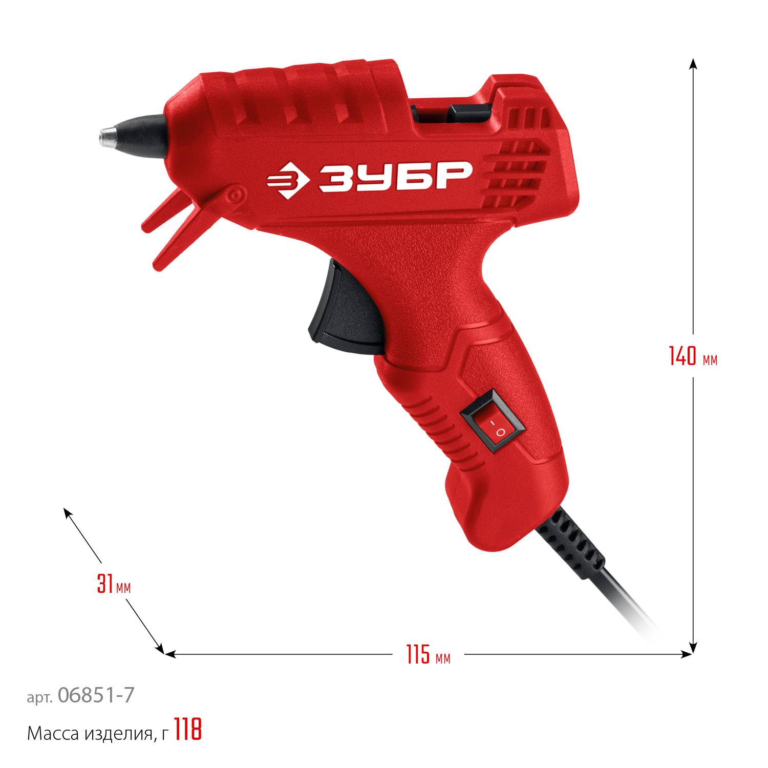 Термоклеевой пистолет электрический, ЗУБР, d 7 мм, 5 г/мин, Мастер 7 {06851-7}