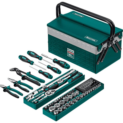 KRAFTOOL  GRAND-99, 99 предм., (1/2"+1/4"), Универсальный набор инструмента  {27978-H99}