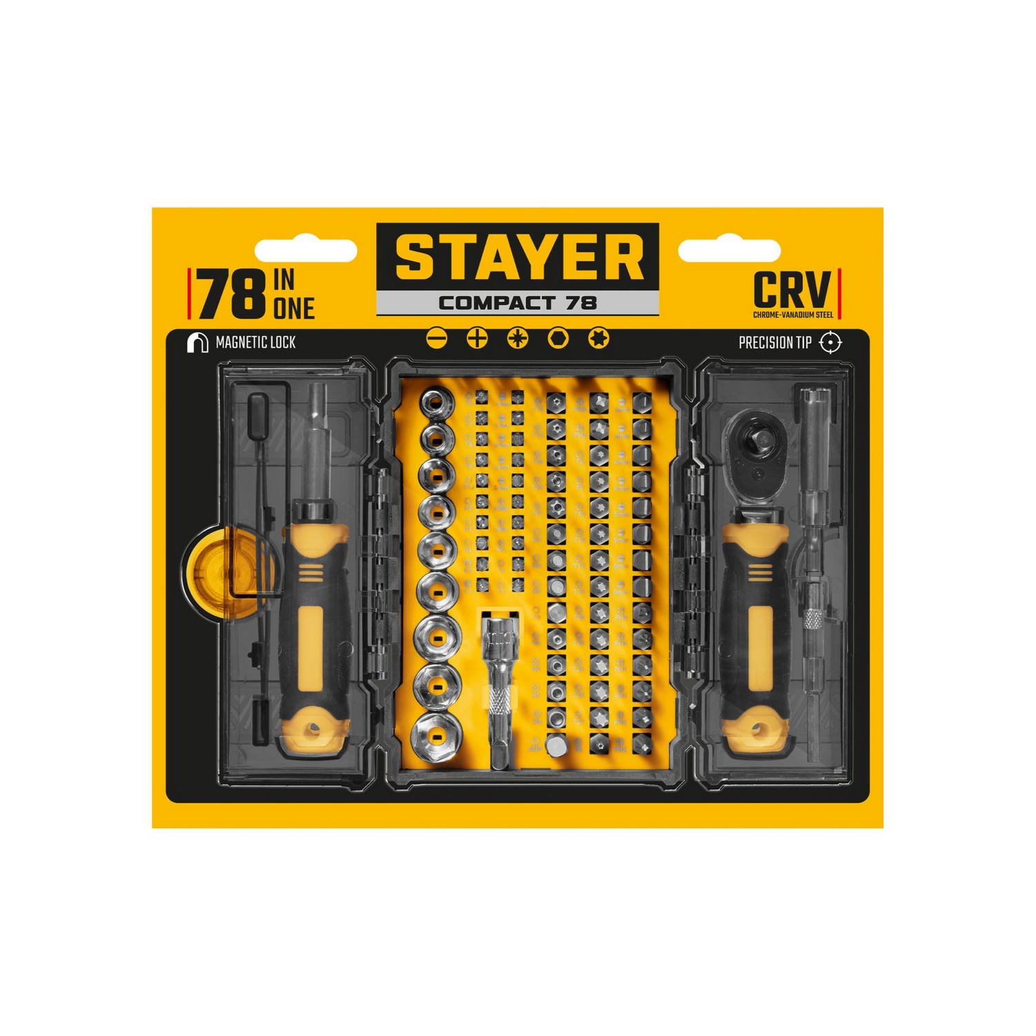 STAYER  Compact-78 78 предм., универсальный набор инструмента {25085}