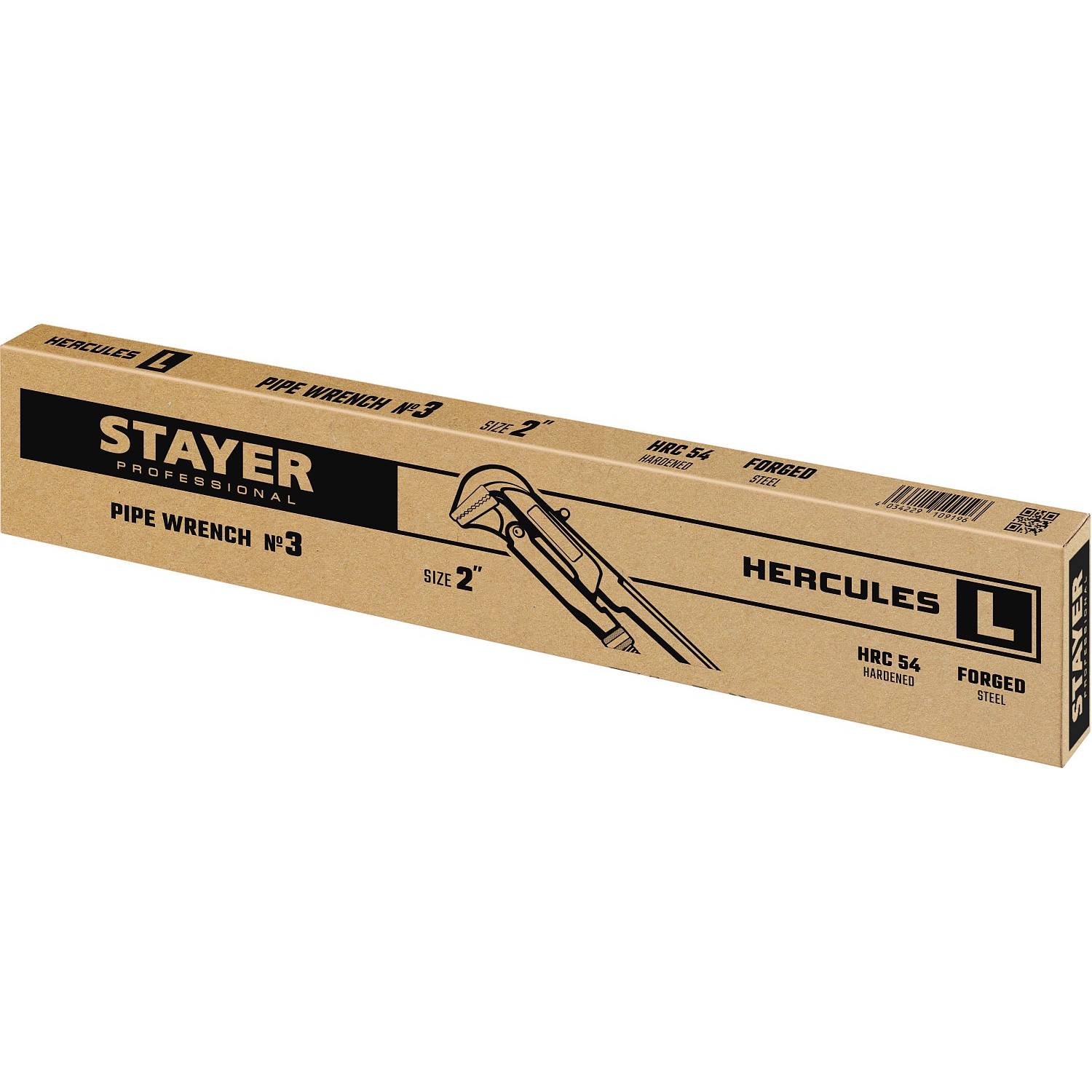 STAYER HERCULES-L, №3, ключ трубный, прямые губки {27331-3}