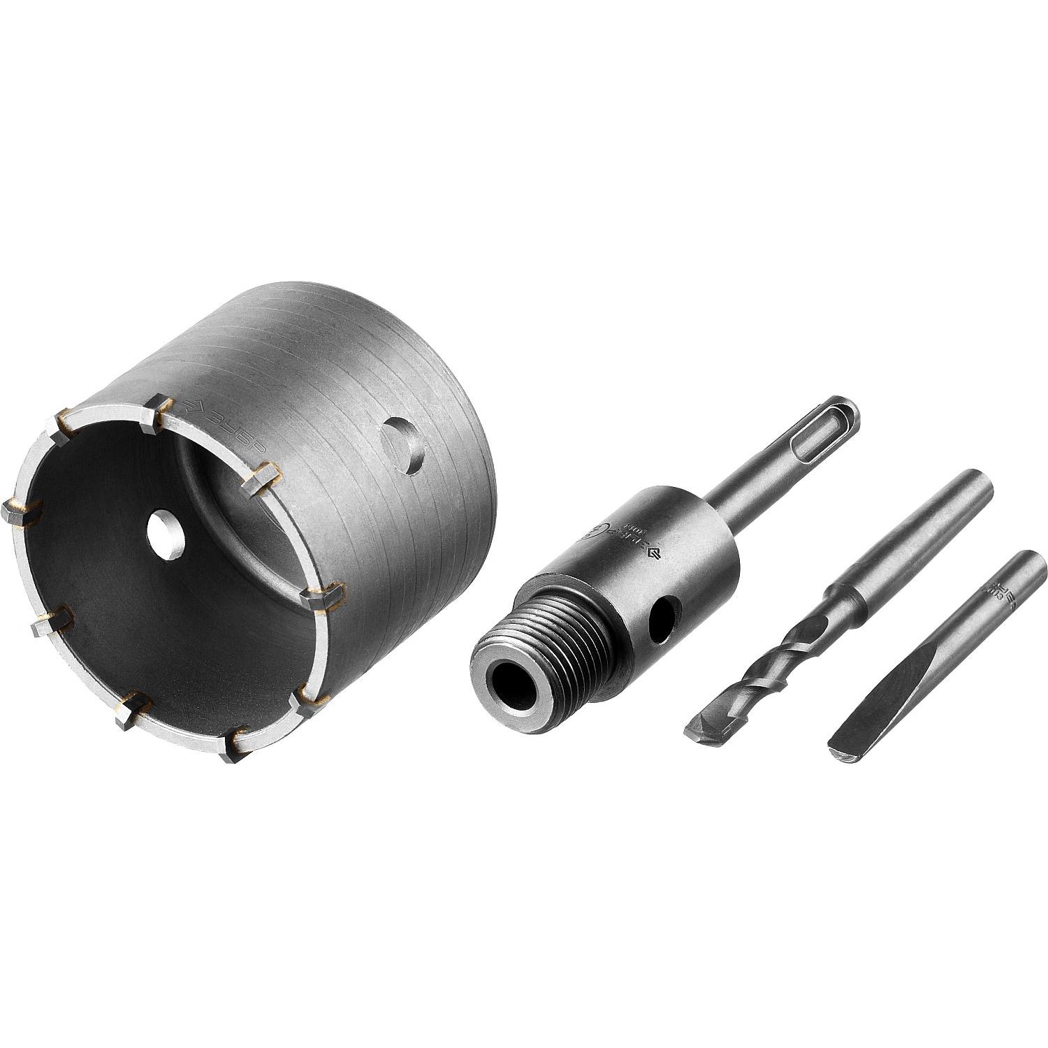 Коронка ЗУБР буровая, коническая посадка центрирующего сверла, SDS-Plus хвостовик, в сборе, 73мм {2918-73_z01}