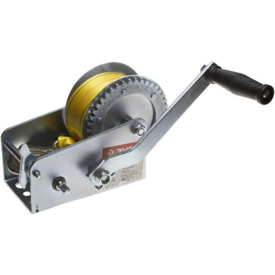 Лебедка ручная барабанная ЗУБР "Профессионал", тяговая, ленточная, 0,9т, 10м {43115-0.9}