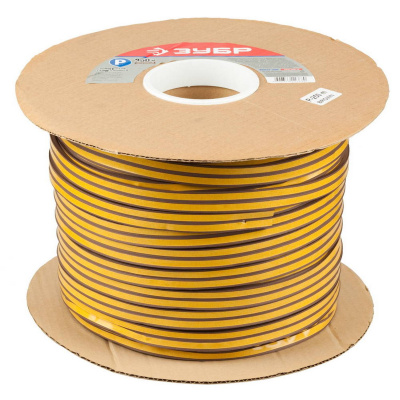 ЗУБР  250 м, P-профиль, размер 9 х 5.5 мм, коричневый, самоклеящийся резиновый уплотнитель (40932-250)