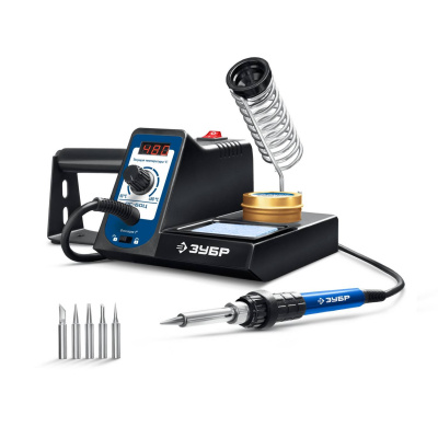 ЗУБР  ПС-60Ц, 9-в-1, 90 - 480°C, 60 Вт, цифровая паяльная станция  {55333}