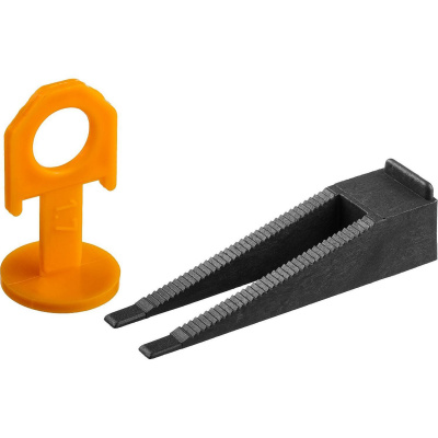 ЗУБР СВП комплект: 250+250шт (1,7 мм зажим + клин), система выравнивания плитки, в пакете. {3385-H250}