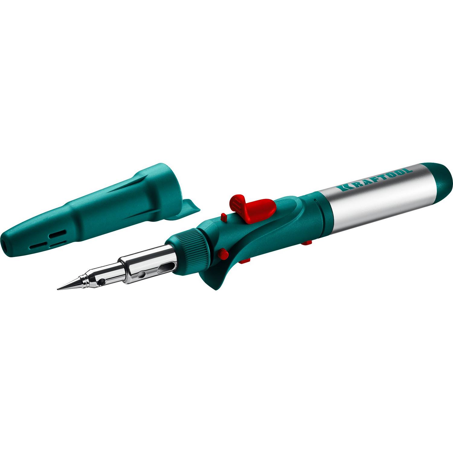 KRAFTOOL  SolderGas, 120 K, 30 - 120 Вт, 1300°С, горелка, фен, пьезоподжиг, набор 10 в 1, газовый паяльник (55503-H10)