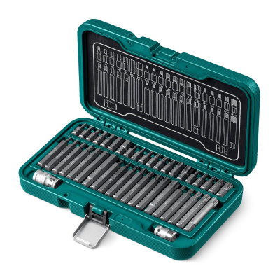 KRAFTOOL THS-42, 42 шт (HEX, TX, SPLINE) хвостовик 10 мм под квадрат 1/2" набор специальных бит  (26554)