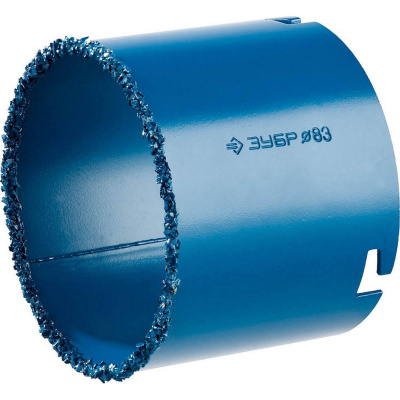 Кольцевая коронка ЗУБР "Профессионал" c карбид-вольфрамовым нанесением, 83 мм, высота 55 мм {33350-83_z01}