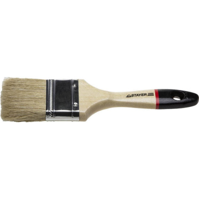 STAYER  UNIVERSAL - EURO, 63 мм, 2.5", светлая натуральная щетина, деревянная ручка, все виды ЛКМ, плоская кисть (0102-063)