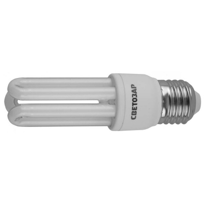 Энергосберегающая лампа СВЕТОЗАР"U-КЛАССИКА"стержень,цоколь E27(стандарт),Т2,3U,тепл бел свет (2700 К),8000час,12Вт(60)