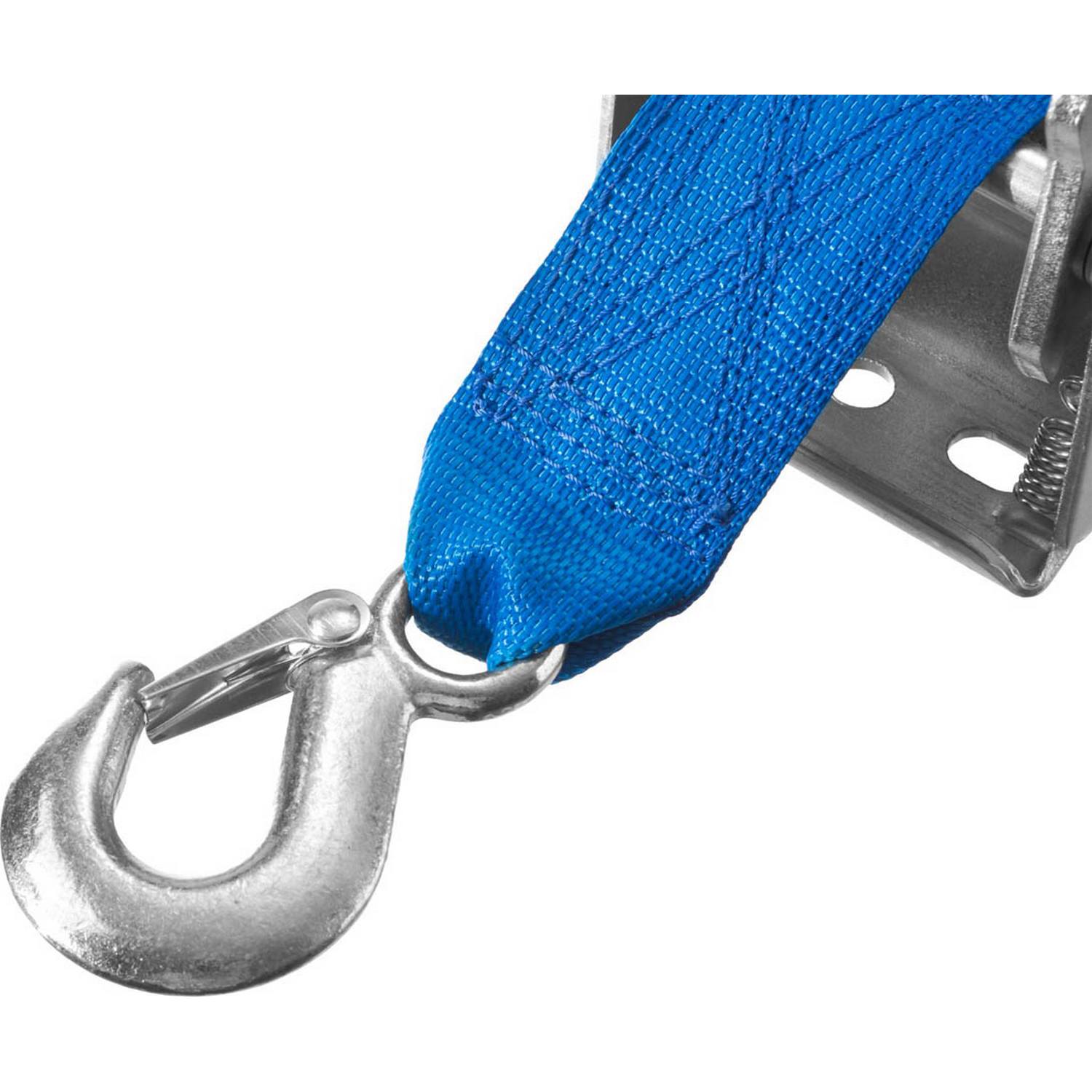 Лебедка ручная барабанная ЗУБР "Профессионал", тяговая, ленточная, 0,5т, 8м {43115-0.5}