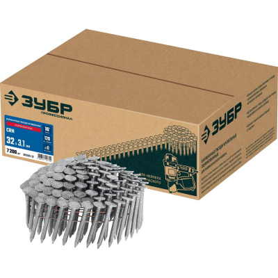 ЗУБР  CRN 32 х 3.1 мм, барабанные гвозди кровельные оцинкованные, 7200 шт  {305385-32}