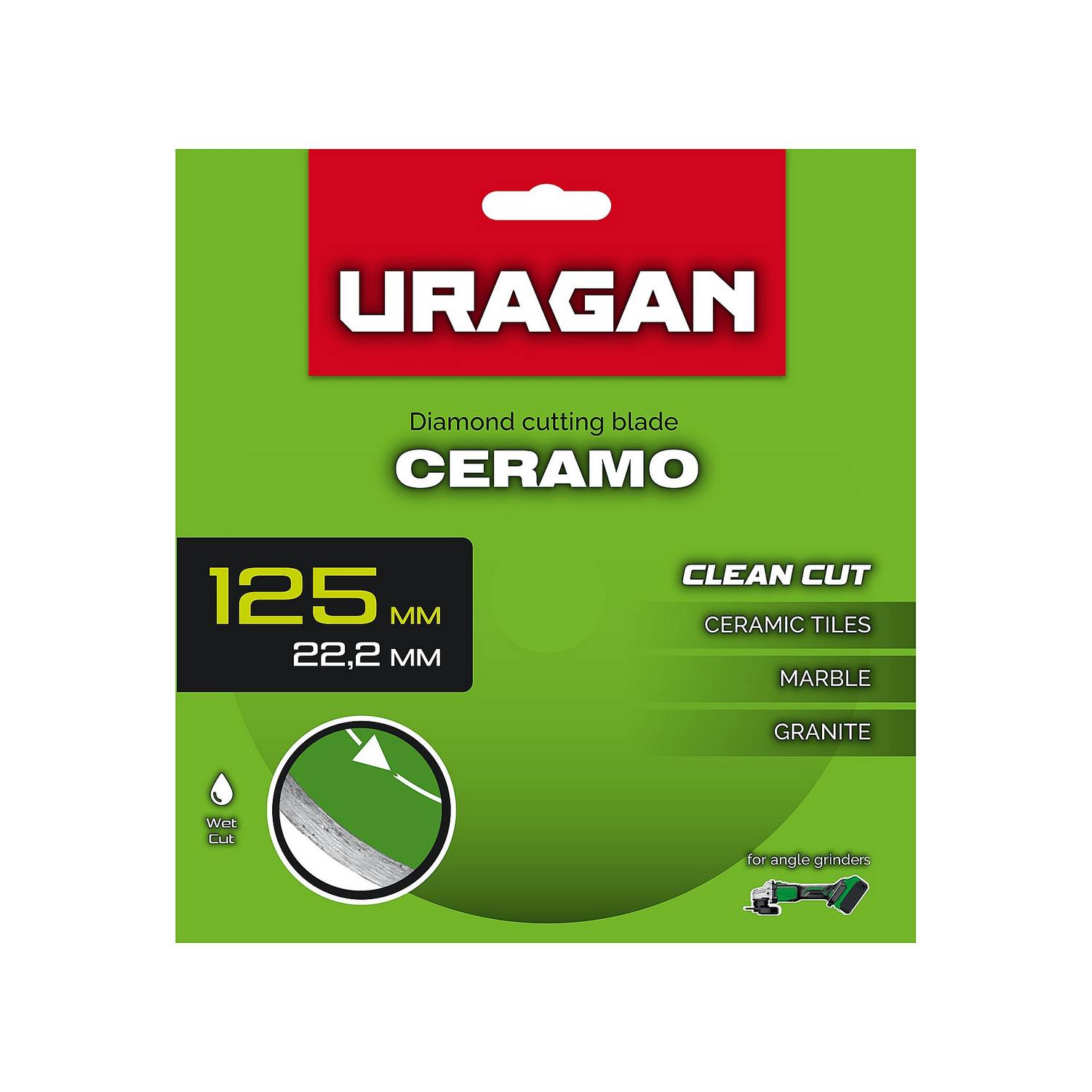 URAGAN  CERAMO 125 мм, диск алмазный отрезной сплошной {36707-125}