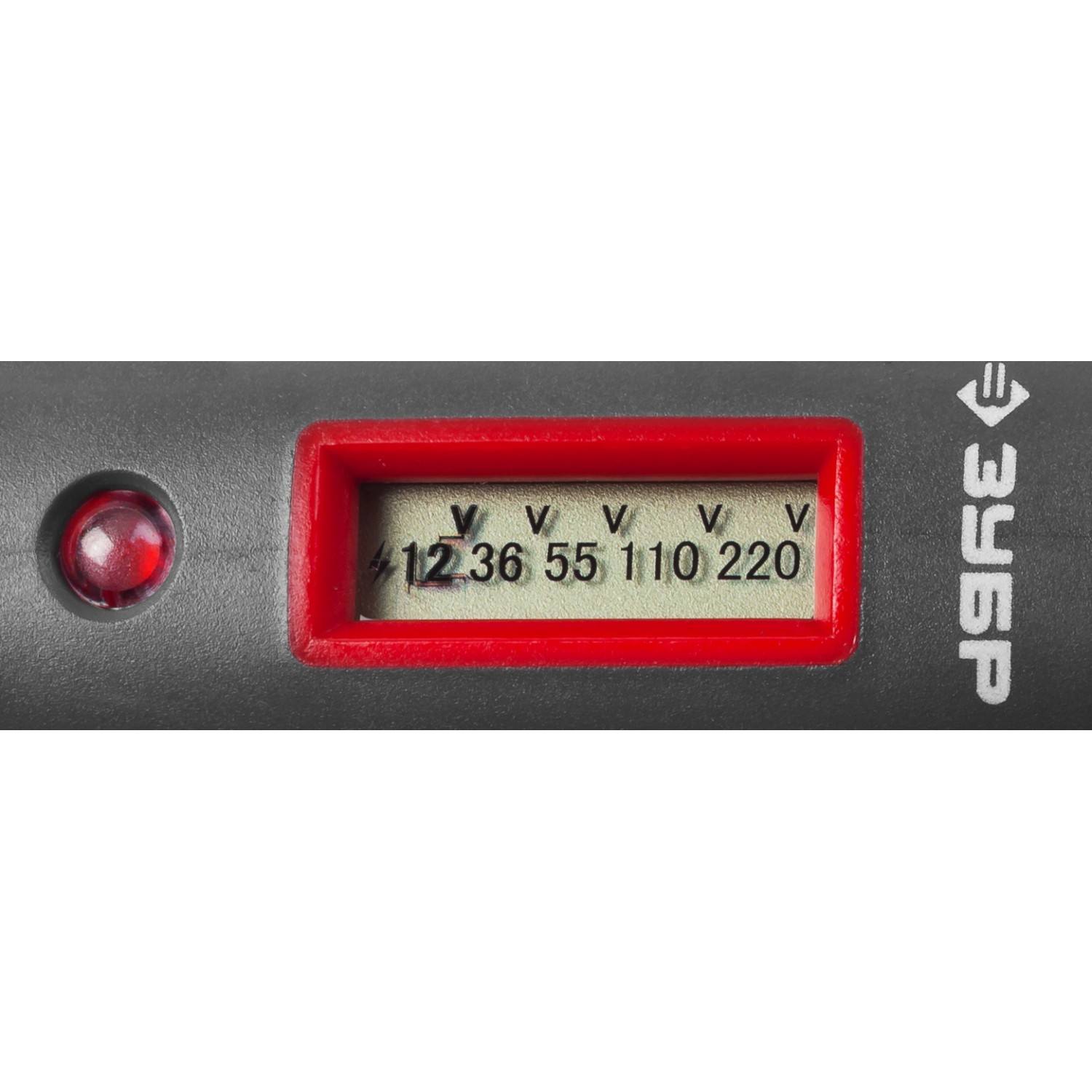 Тестер напряжения ЗУБР "Мастер" цифровой со световым индикатором, 12-220В, 140мм {45240}