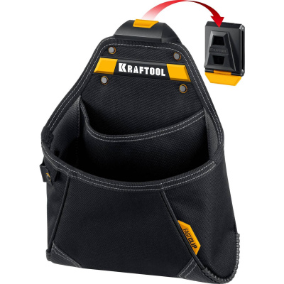 KRAFTOOL  KP-12 с быстросъёмным креплением FastClip, 12 карманов и петель, 260 х 340 мм, поясная сумка  {38774}