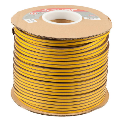 Уплотнитель ЗУБР резиновый самоклеящийся профиль "D", коричневый, 150м {40930-150}