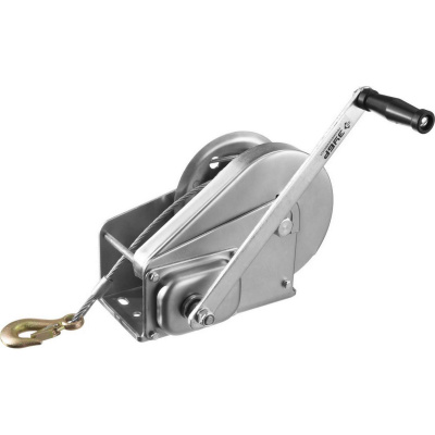 Лебедка ручная барабанная ЗУБР "Профессионал", подъемная, тросовая, 1.3т, 8м {43117-1.3}