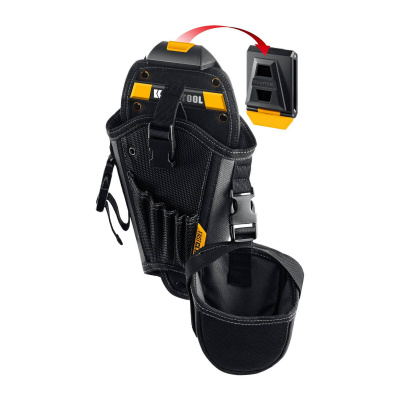 KRAFTOOL  KH-5 с дополнительным съёмным карманом, с быстросъёмным креплением FastClip, 5 отделений для свёрл и бит, кобура для шуруповерта  {38769}