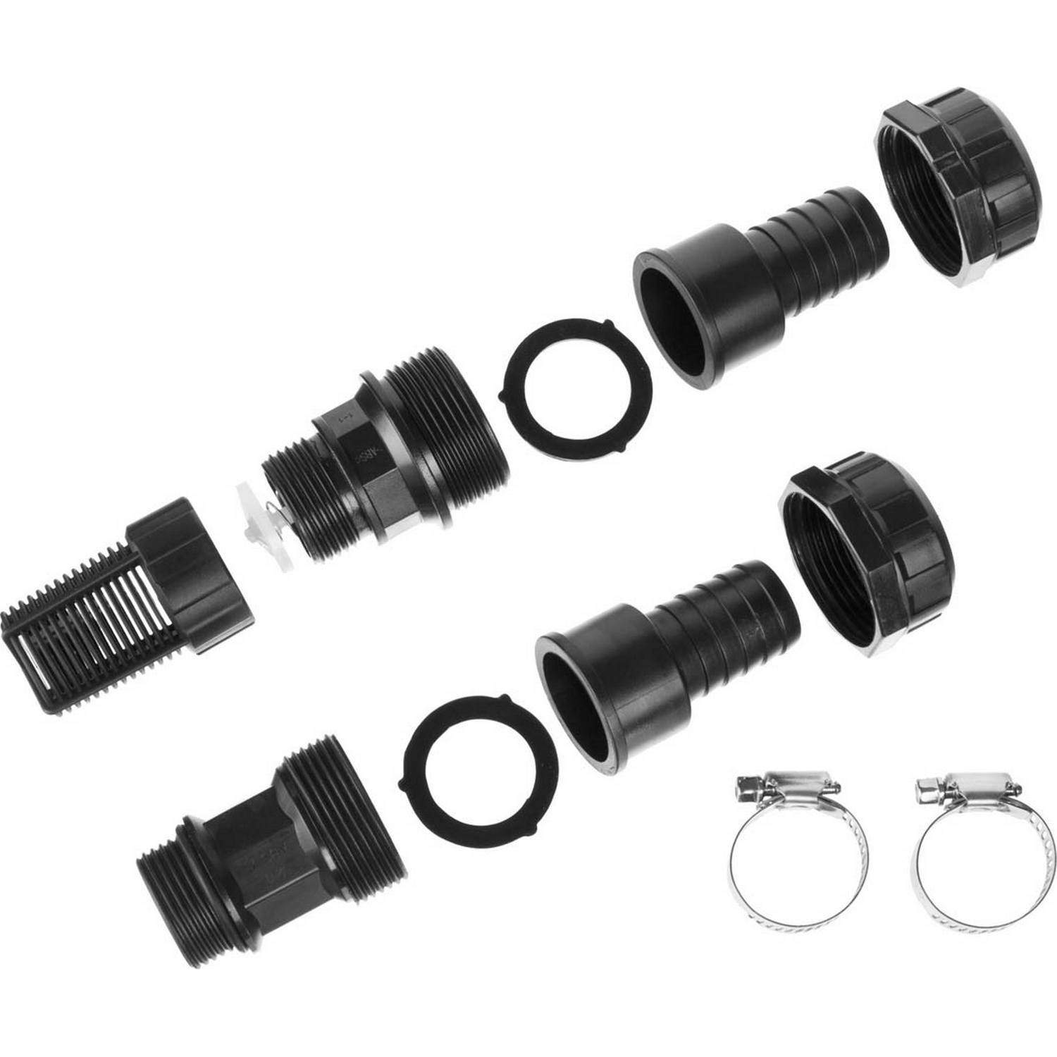 ЗУБР Набор для всасывающих шлангов: Обратный клапан с фильтром, адаптер, два хомута {40316}