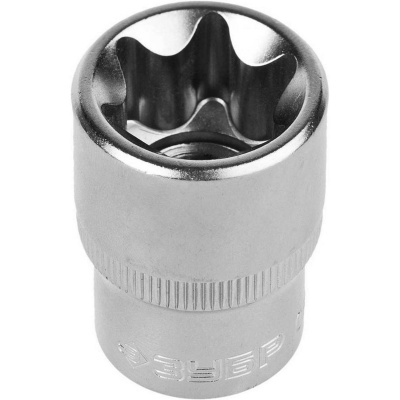 Головка торцовая ЗУБР "Мастер" (1/2"), Cr-V, E-TORX, хроматированное покрытие, E20 {27719-20}