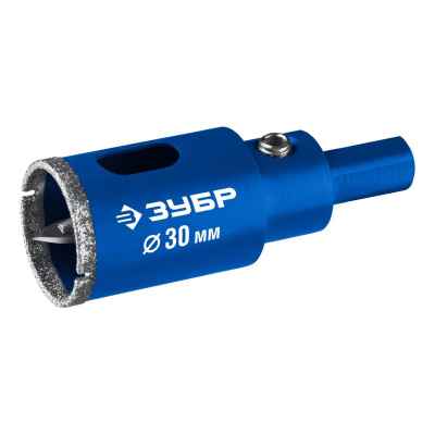 ЗУБР  АГК d 30 мм (центр. сверло, трехгр. хвост, Р60), Алмазная коронка, Профессионал  {29850-30}
