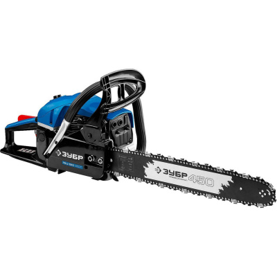 Пила цепная бензиновая, ЗУБР Профессионал ПБЦ-560 45ДП, хромир. цилиндр, праймер, декомпрессионный клапан, 56 см3 (2,4 кВт), шина 45 см, 12500 об/мин