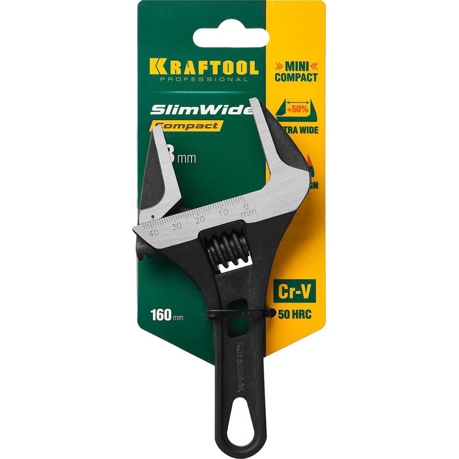 Ключ разводной SlimWide Compact, 160 / 43 мм, KRAFTOOL {27266-25}