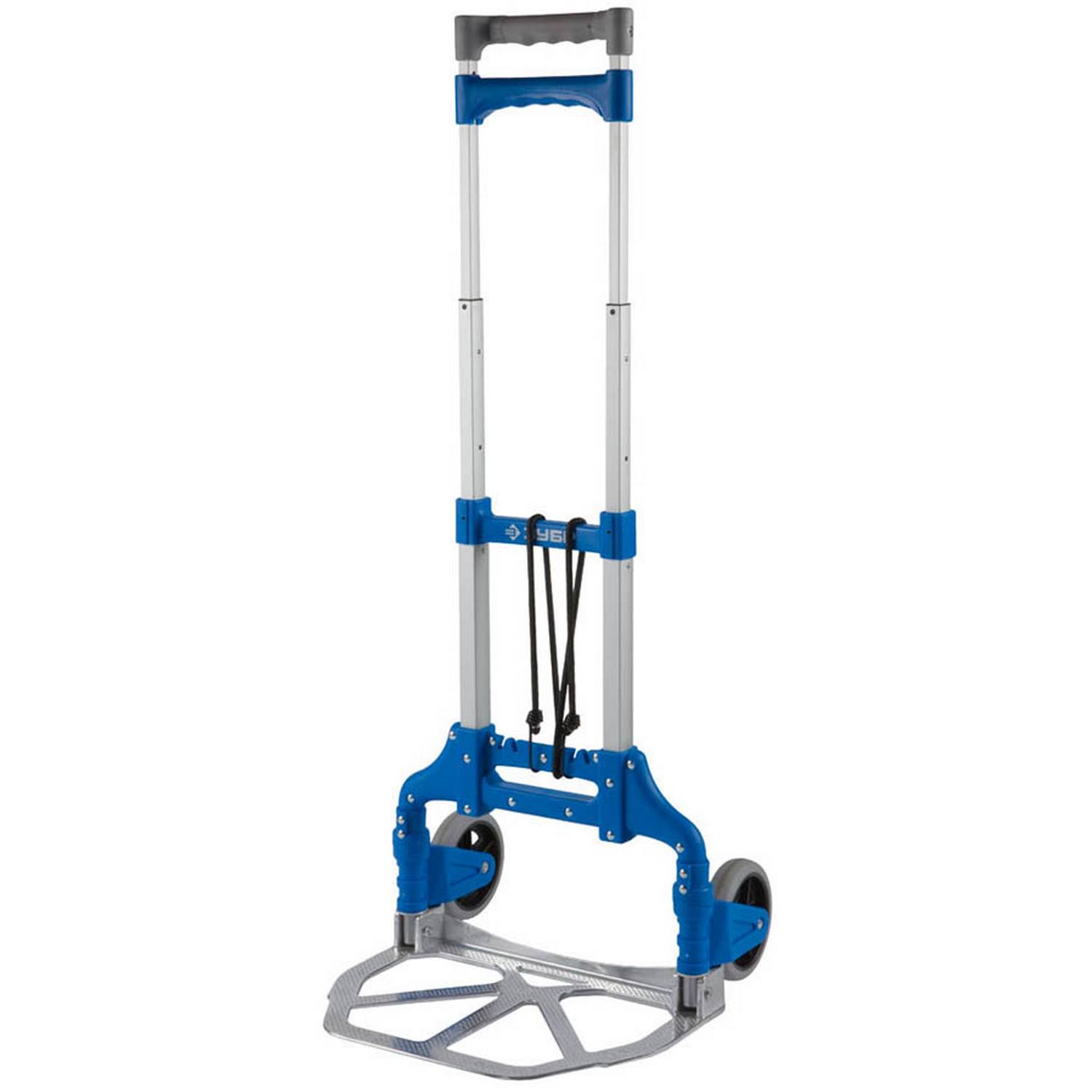 ЗУБР  ТР-60, до 60кг, каркас и платформа из алюминия, платформа 39х28 см, колеса d13 см, вес 3.2кг, складная хозяйств тележка, Профессионал (38750-60)