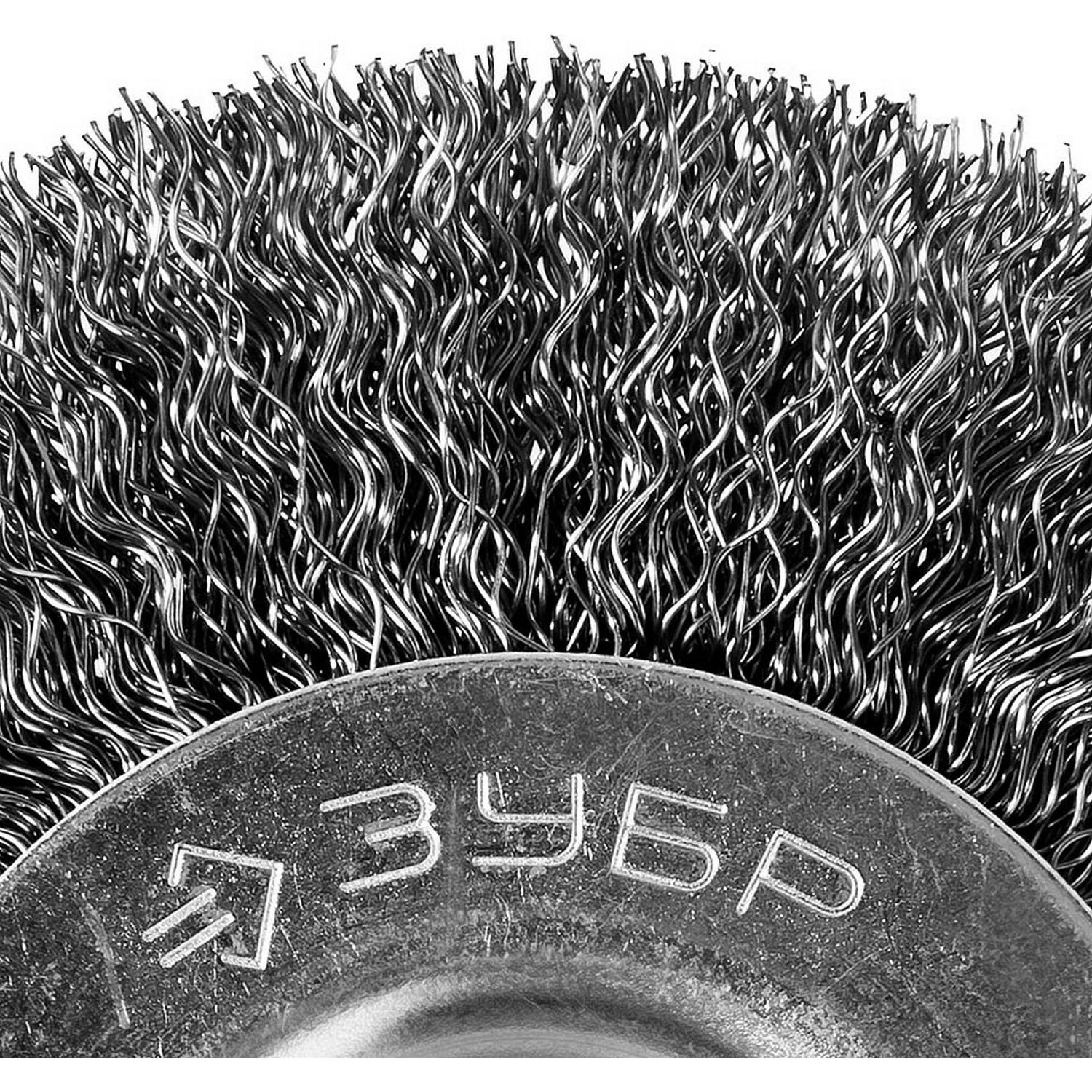 ЗУБР "Профессионал". Щетка дисковая для точильно-шлифовального станка, витая стальная проволока 0,3мм, 100х12,7мм