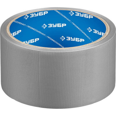 Клейкая лента "РЕФИЛ", ЗУБР Профессионал 12075-50-10, универсальная, рифленая, водоотталкивающая, устойчивая к УФ. 50 мм х 10 м, серебристая