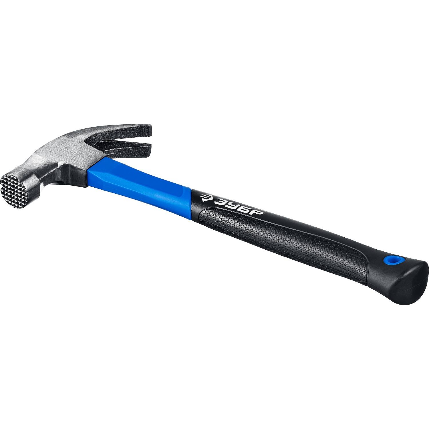 Столярный молоток-гвоздодёр ЗУБР с фиберглассовой рукояткой, кованный, с магнитом, 450 г, Профессионал