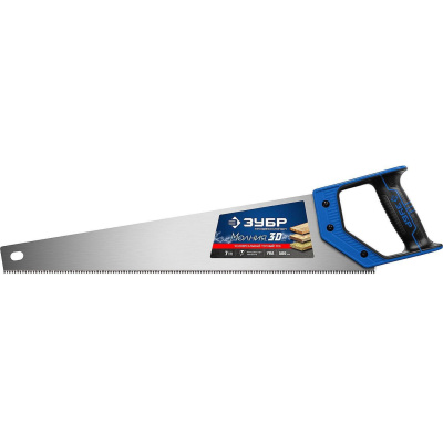 Ножовка универсальная (пила) "МОЛНИЯ-3D" 500мм, 7TPI, 3D зуб, точный рез вдоль и поперек волокон, для средних заготовок из всех видов материалов, ЗУБР