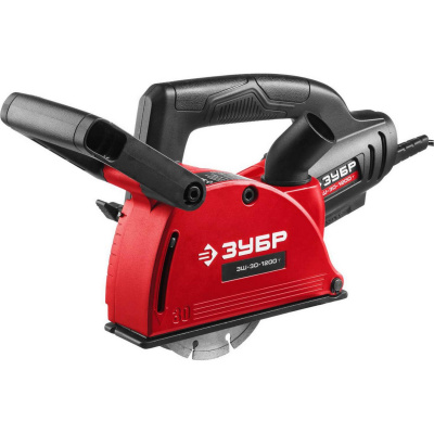 Штроборез (бороздодел), ЗУБР ЗШ-30-1200 Т, макс. глубина паза 30 мм, 125 мм, пылезащита, подключение пылесоса, защита от перегрузки, 1200 Вт