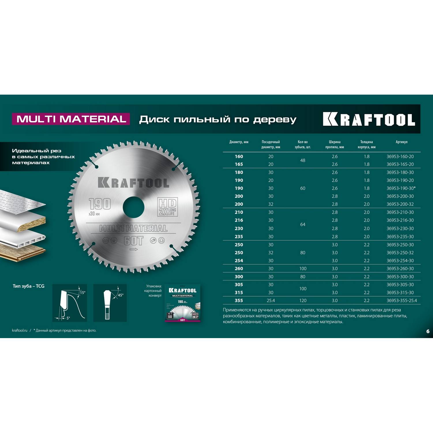 KRAFTOOL  Multi Material, 305 х 30 мм, 100Т, пильный диск по алюминию  {36953-305-30}