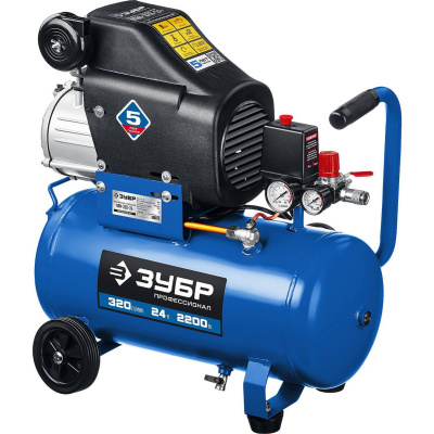 Компрессор воздушный, 320 л/мин, 24 л, 2200 Вт, ЗУБР {КПМ-320-24}